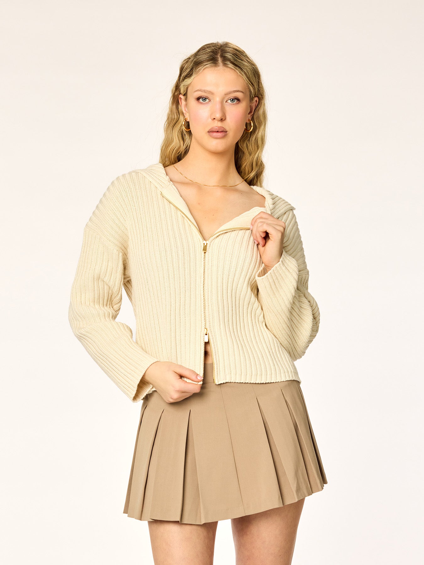 ク*ア様 Oakley d’s knit zip cardigan 9 KNITTED - Zip-Hood Cardigan • Oatmeal – NINETY-9
