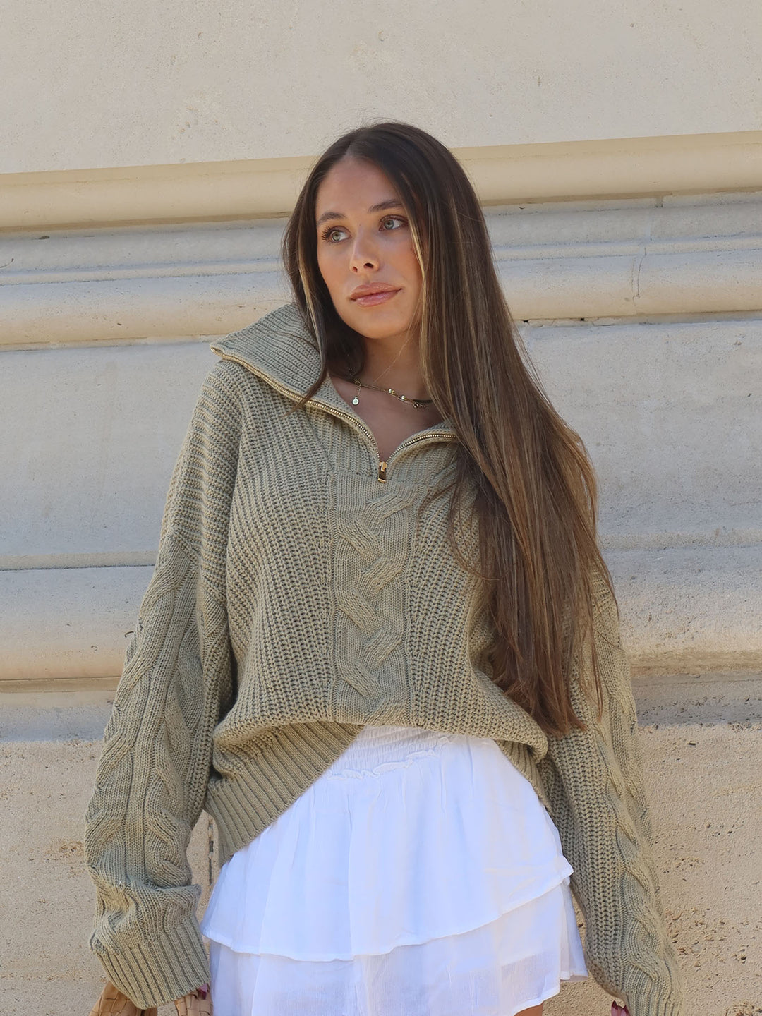 KNITTED - Half-Zip Sweater • Pistachio