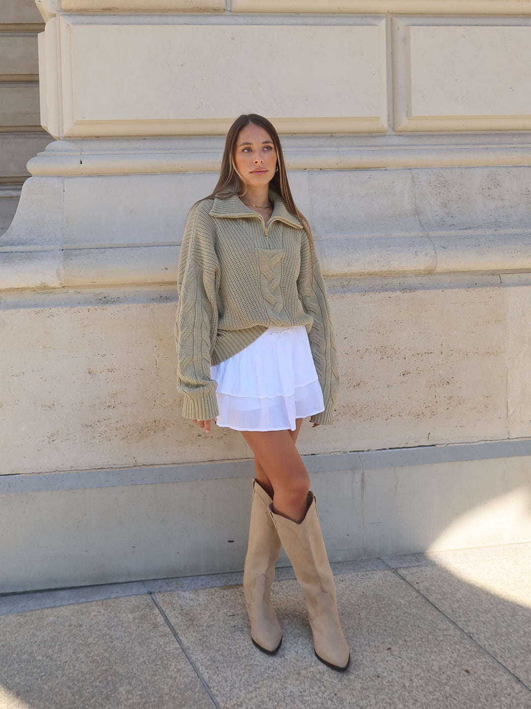 KNITTED - Half-Zip Sweater • Pistachio