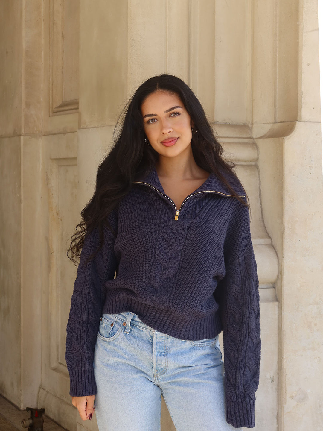 KNITTED - Half-Zip Sweater • Midnight Blue