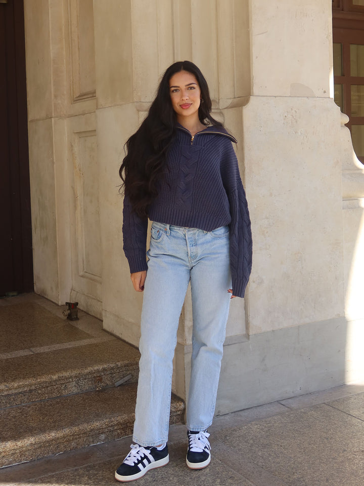 KNITTED - Half-Zip Sweater • Midnight Blue