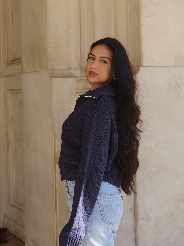 KNITTED - Half-Zip Sweater • Midnight Blue