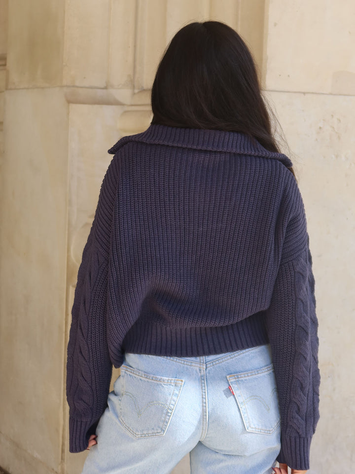 KNITTED - Half-Zip Sweater • Midnight Blue