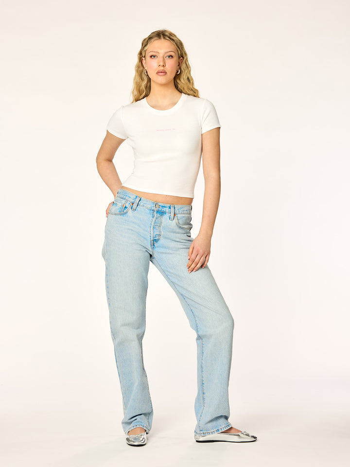 BRALESS SINCE 99 - Baby Tee • Ribbed White