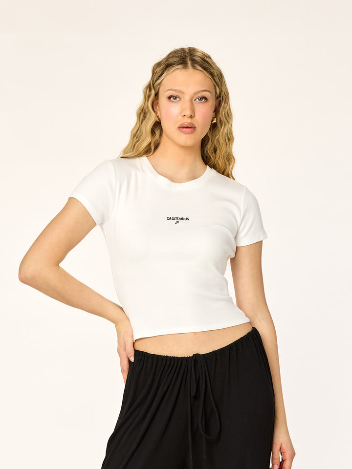 ZODIAC - Sagittarius - Baby Tee • White