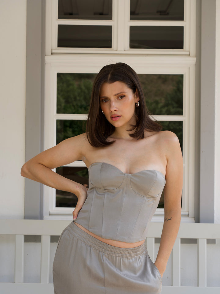 ROMANTIC - Wire Corset Top • Stone