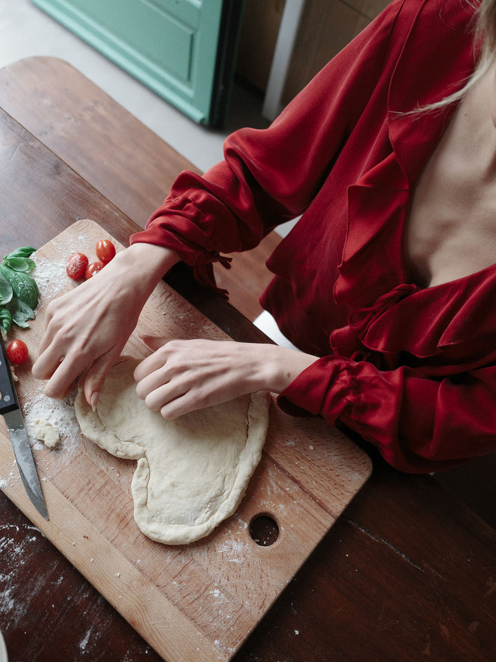 ROMANTIC - Longsleeve Volant Blouse • Bordeaux