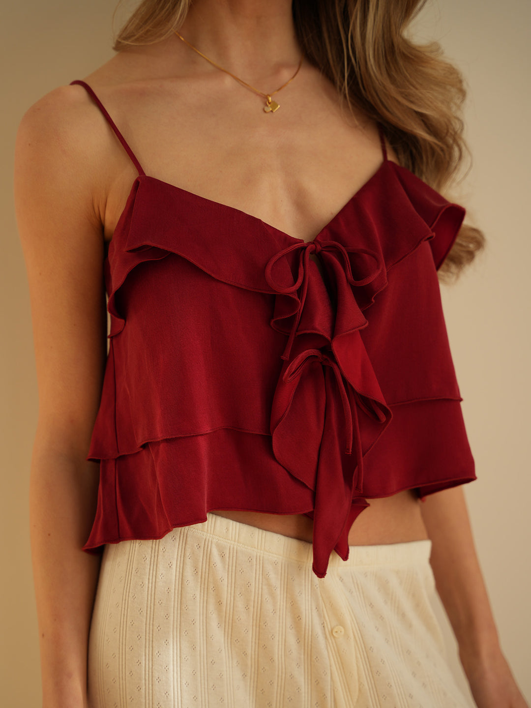 ROMANTIC - Volant Top • Bordeaux