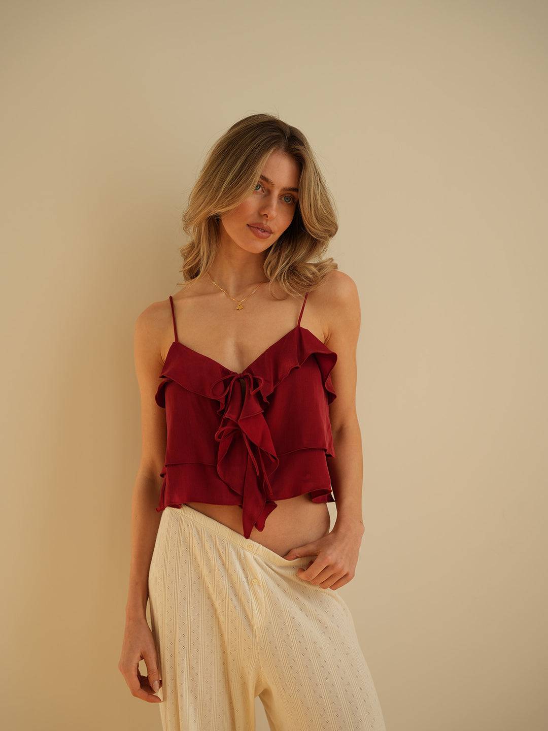 ROMANTIC - Volant Top • Bordeaux