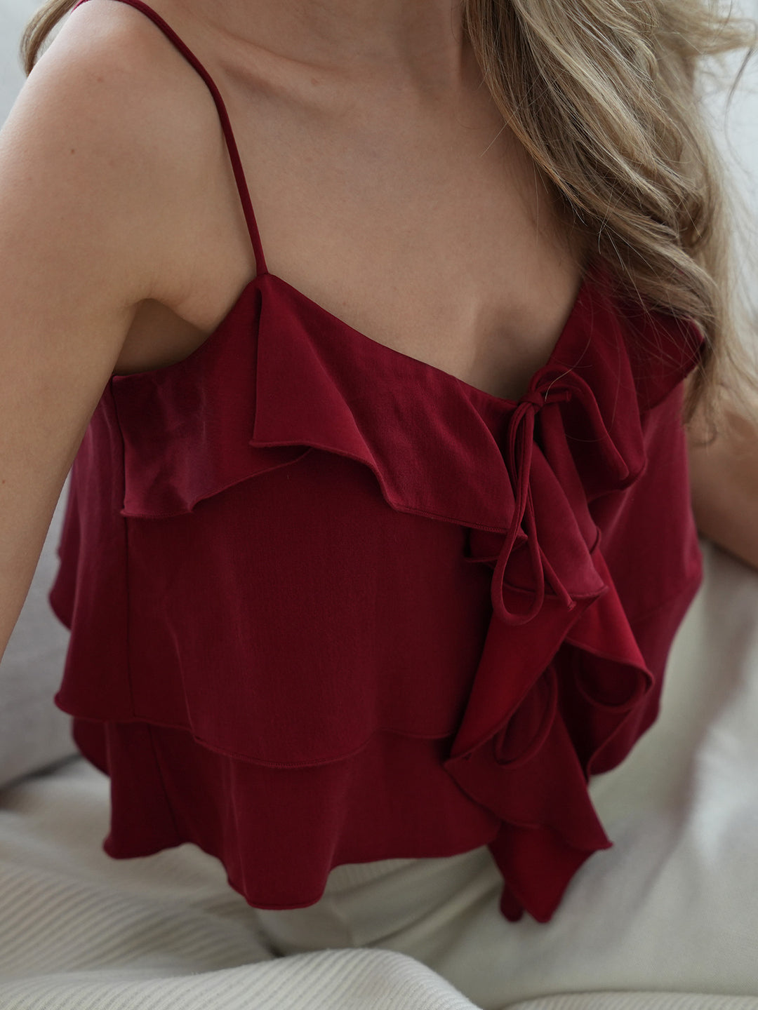 ROMANTIC - Volant Top • Bordeaux