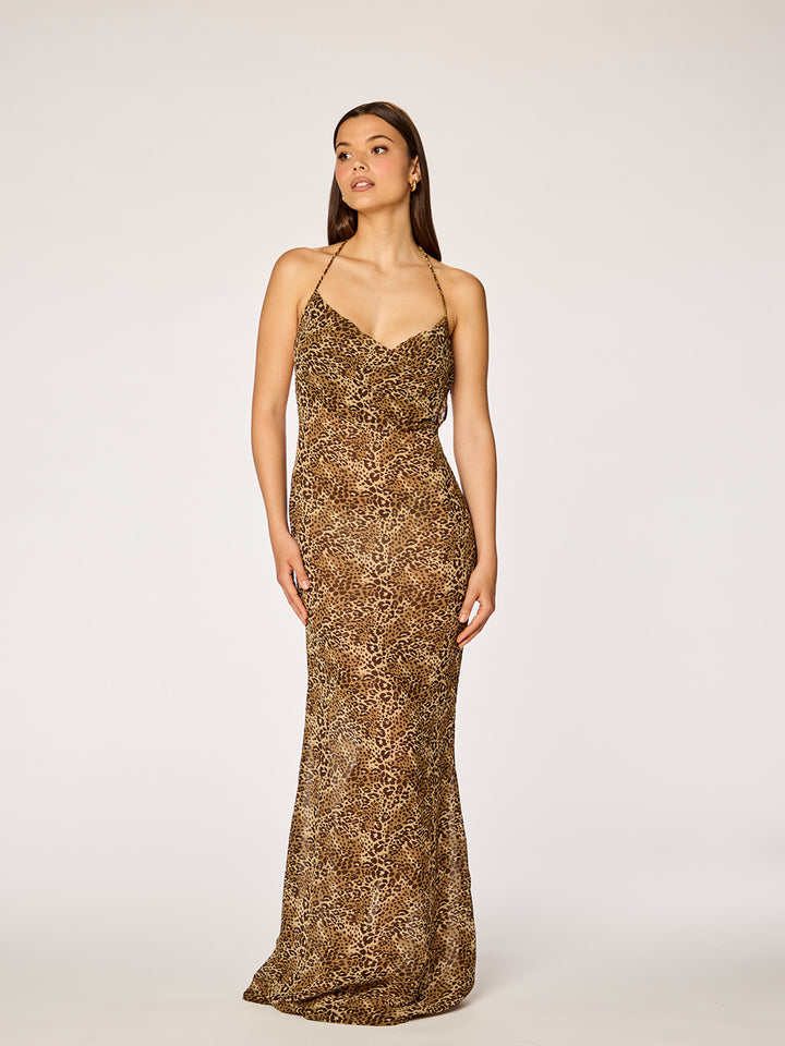 NAYA - Sheer Low Back Maxi Dress • Leo