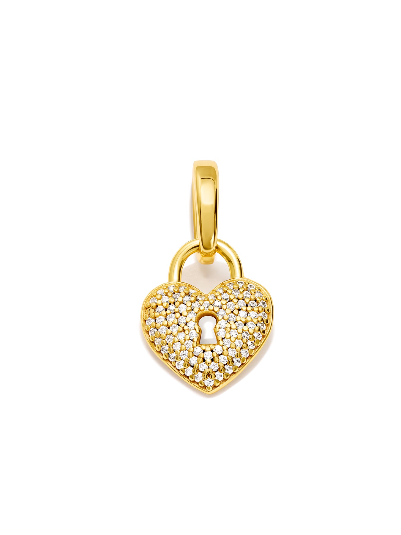 SPARKLE LOCKED HEART - Charm • Color: 18K Yellow Gold – NINETY-9