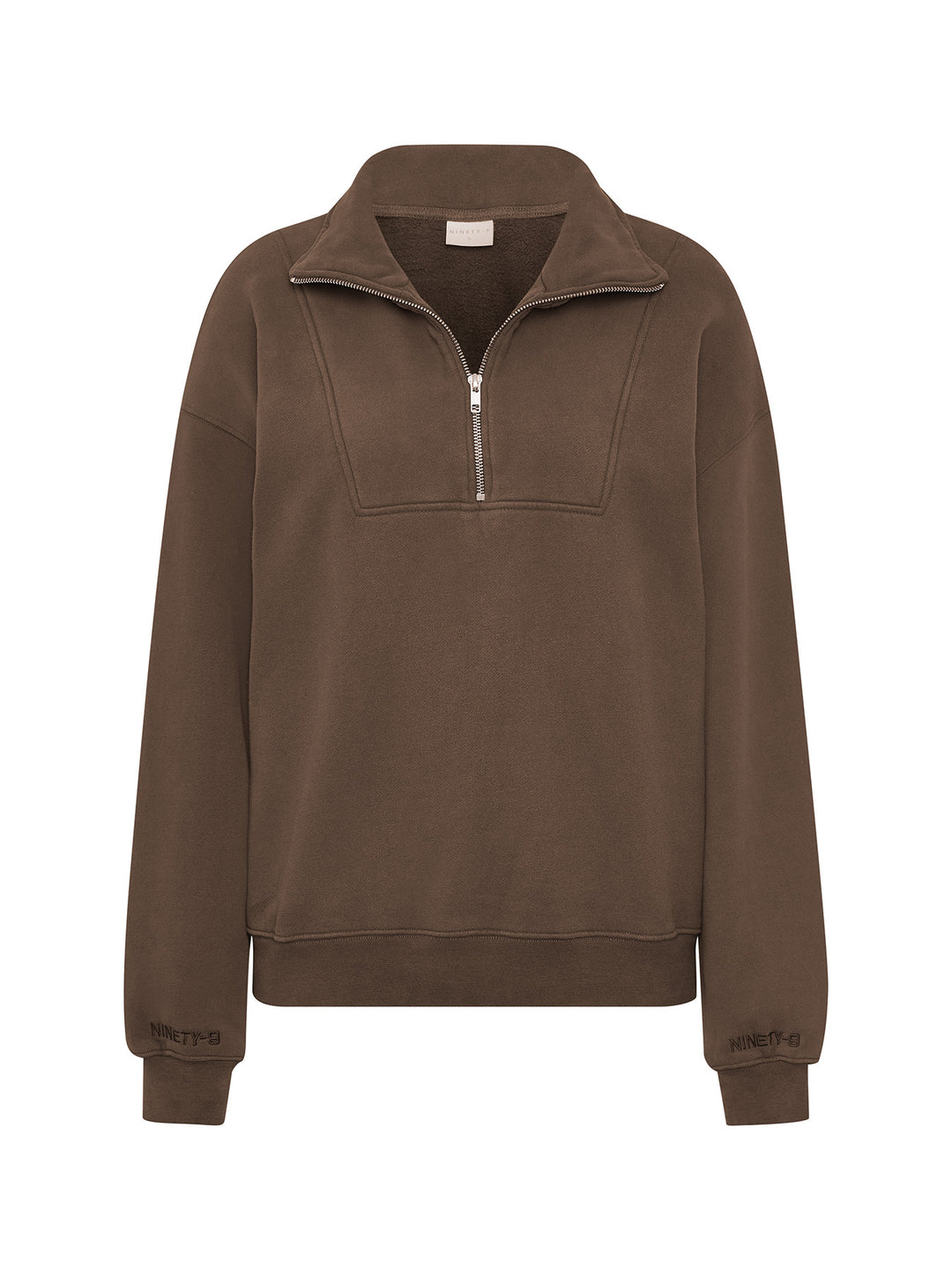 SET - ESSENTIALS - HALF-ZIP SWEATER AND SHORTS • BROWN