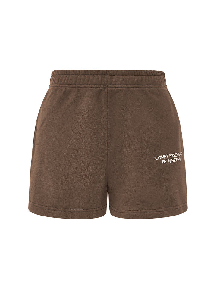SET - ESSENTIALS - HALF-ZIP SWEATER AND SHORTS • BROWN