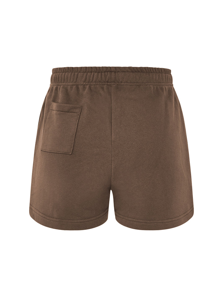 SET - ESSENTIALS - HALF-ZIP SWEATER AND SHORTS • BROWN