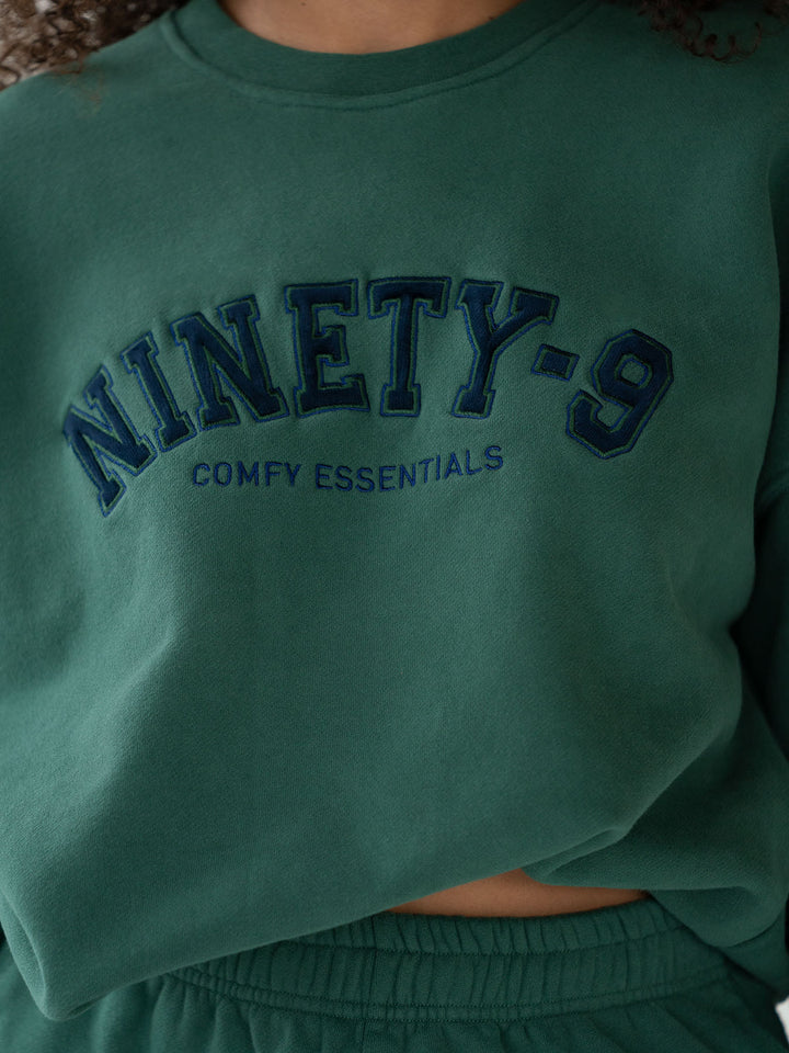 SET - ESSENTIALS - COLLEGE SWEATER AND SWEATPANTS • FOREST GREEN