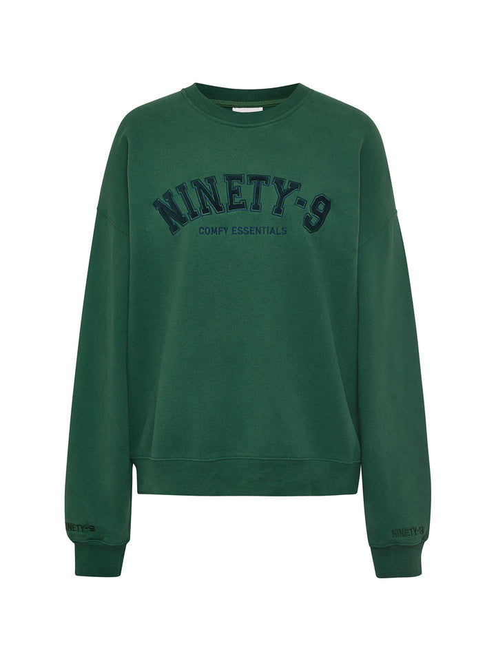 SET - ESSENTIALS - COLLEGE SWEATER AND SWEATPANTS • FOREST GREEN