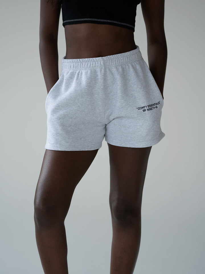 SET - ESSENTIALS - HALF-ZIP SWEATER AND SHORTS • LIGHT GREY