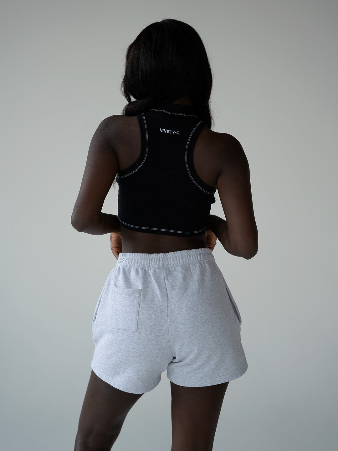 SET - ESSENTIALS - HALF-ZIP SWEATER AND SHORTS • LIGHT GREY