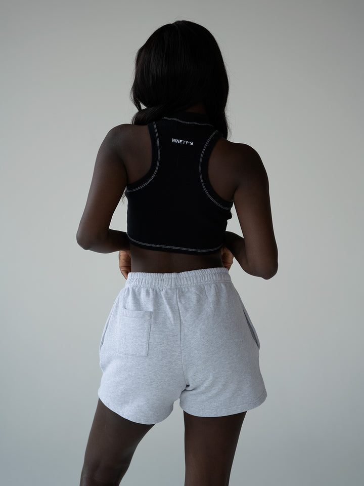 SET - ESSENTIALS - HALF-ZIP SWEATER AND SHORTS • LIGHT GREY