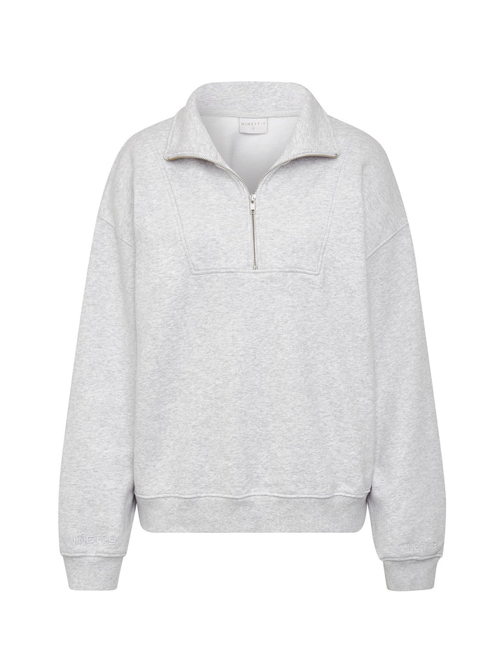 SET - ESSENTIALS - HALF-ZIP SWEATER AND SHORTS • LIGHT GREY