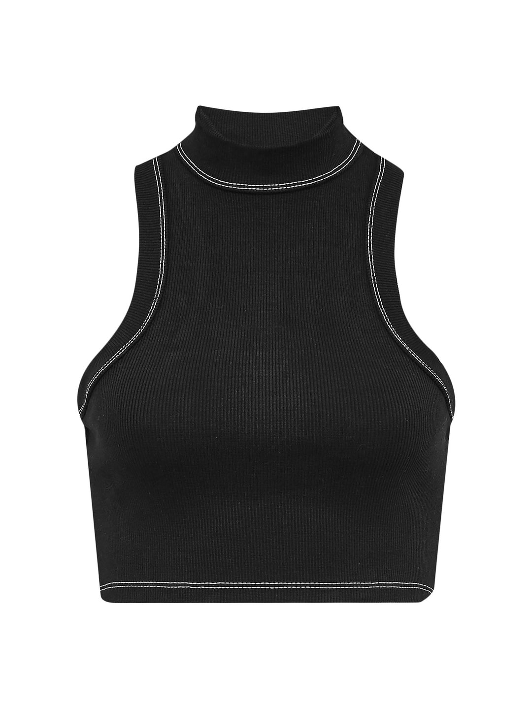 SET - ESSENTIALS - RIBBED CROPPED TOP AND SHORTS • BLACK