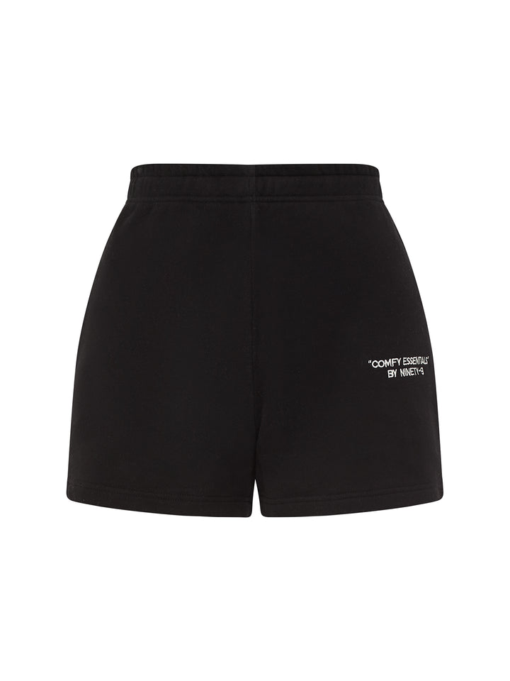 SET - ESSENTIALS - RIBBED CROPPED TOP AND SHORTS • BLACK