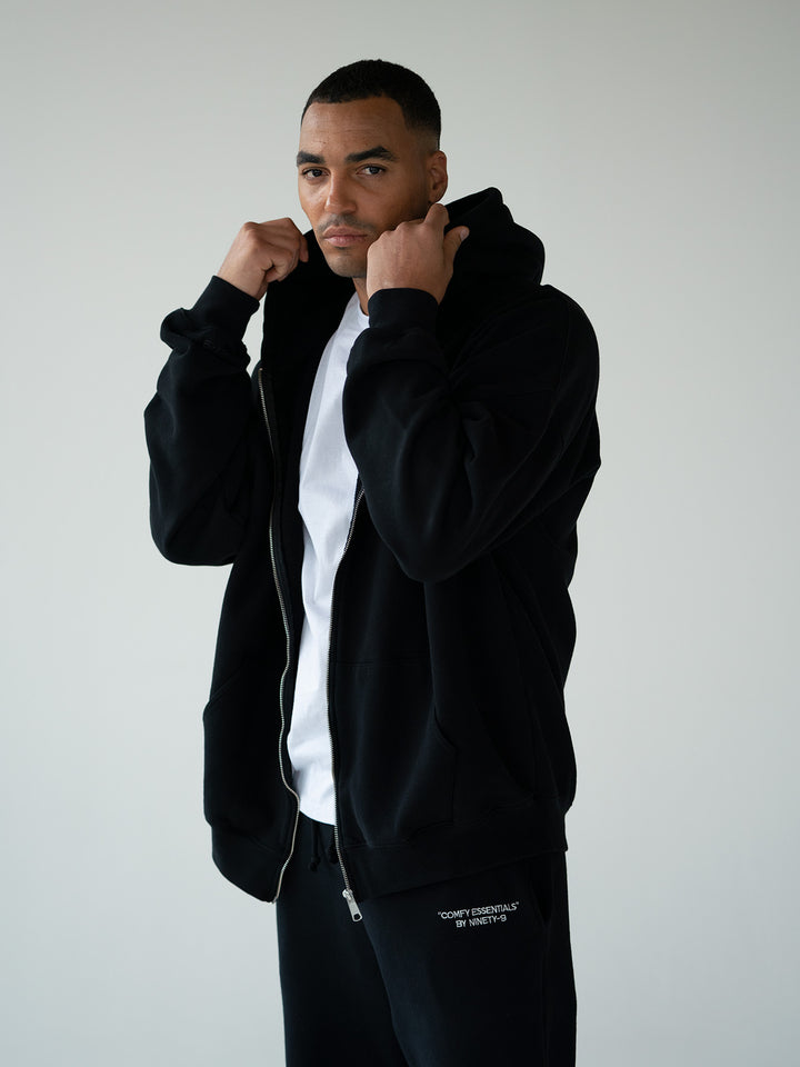 ESSENTIALS - Zipper Hoodie  •  Black