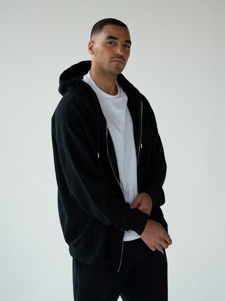 ESSENTIALS - Zipper Hoodie  •  Black