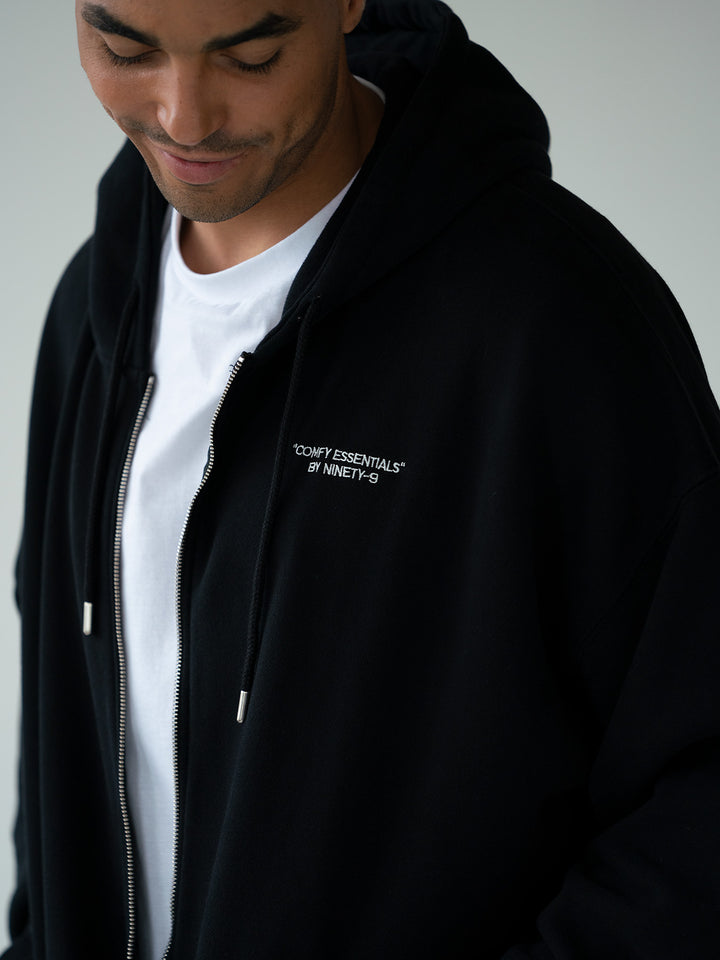 ESSENTIALS - Zipper Hoodie  •  Black