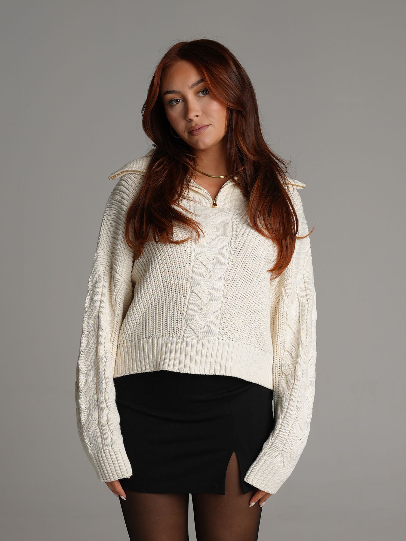 Knitted zip sweater