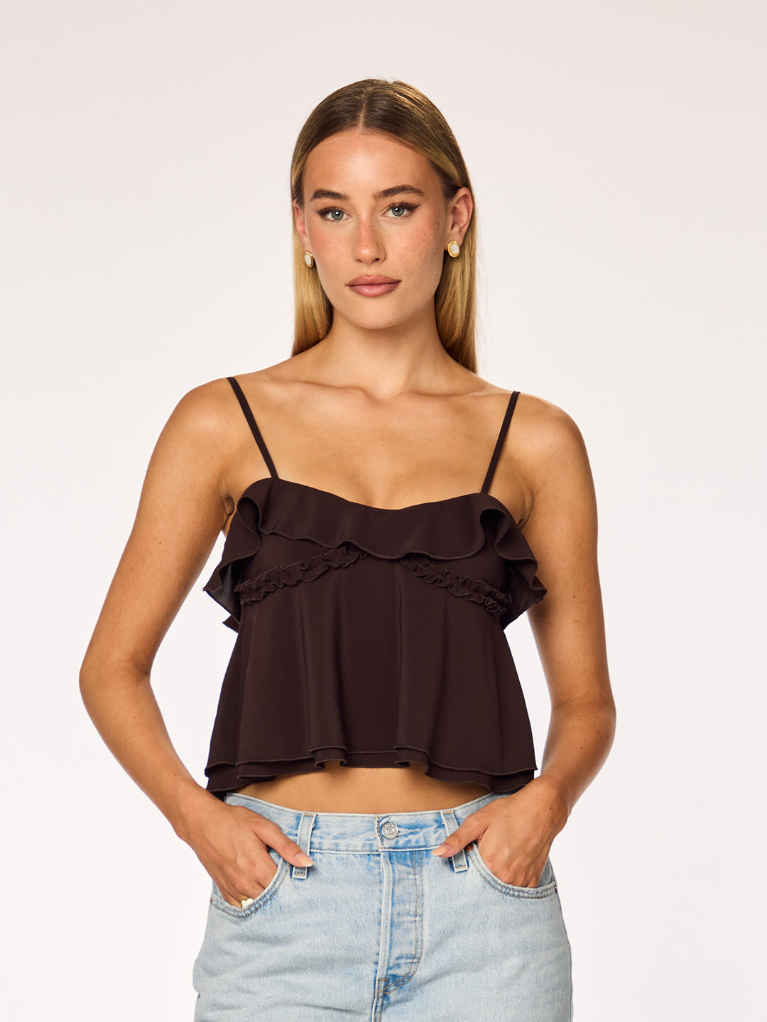 LIVA - Ruffle Top • Dark Mocha