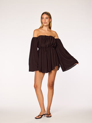 LIVA - Off Shoulder Playsuit • Dark Mocha