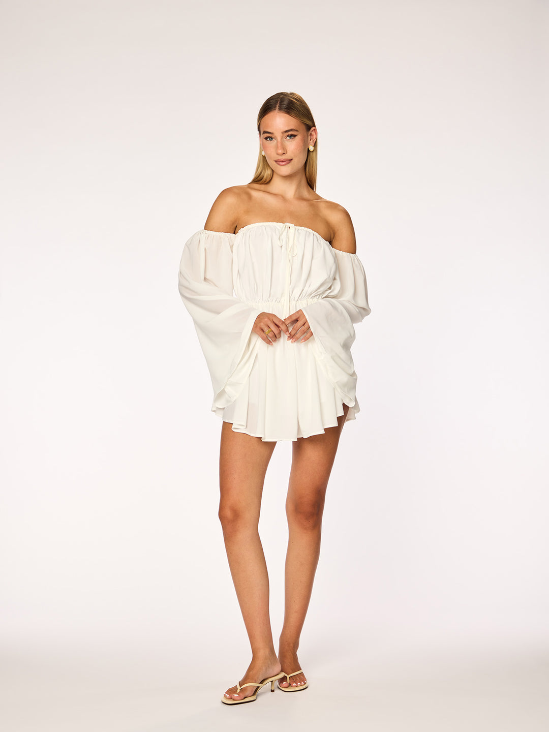 LIVA - Off Shoulder Playsuit • Cream
