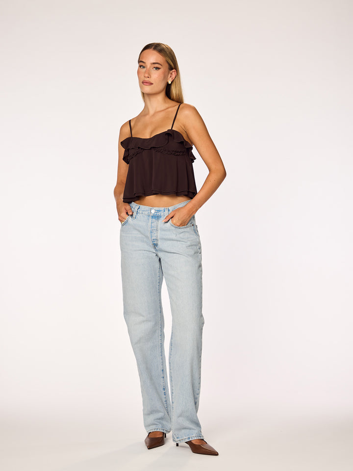 LIVA - Ruffle Top • Dark Mocha