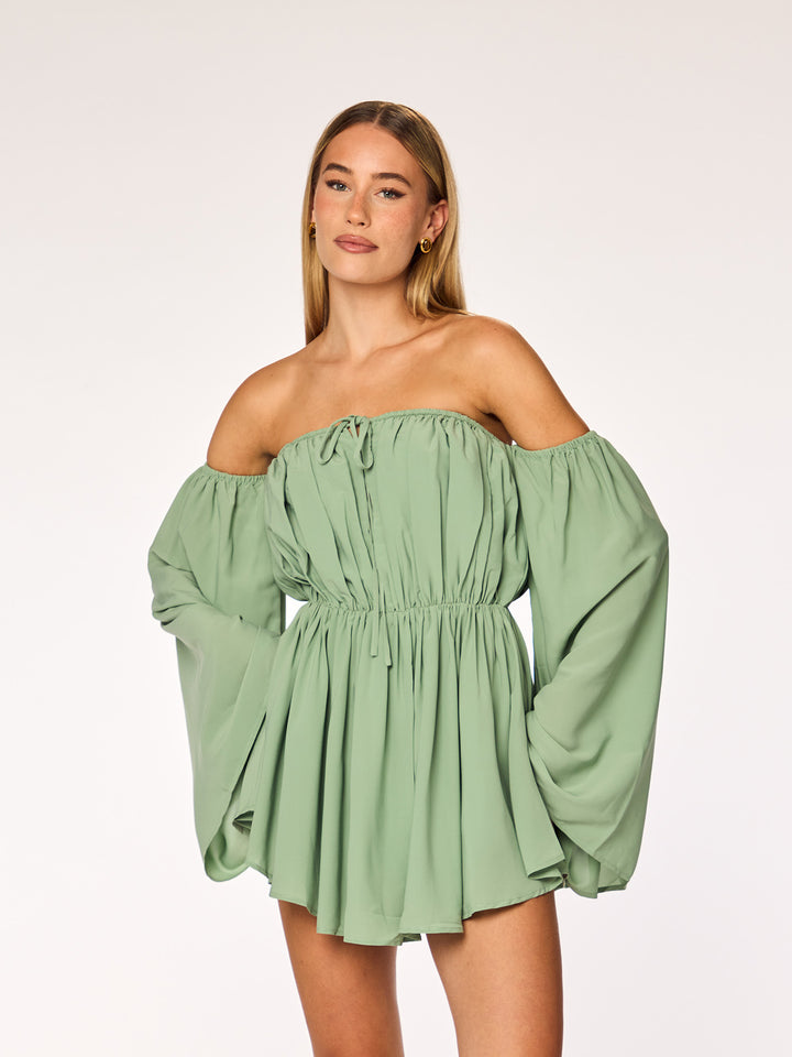 LIVA - Off Shoulder Playsuit • Sage