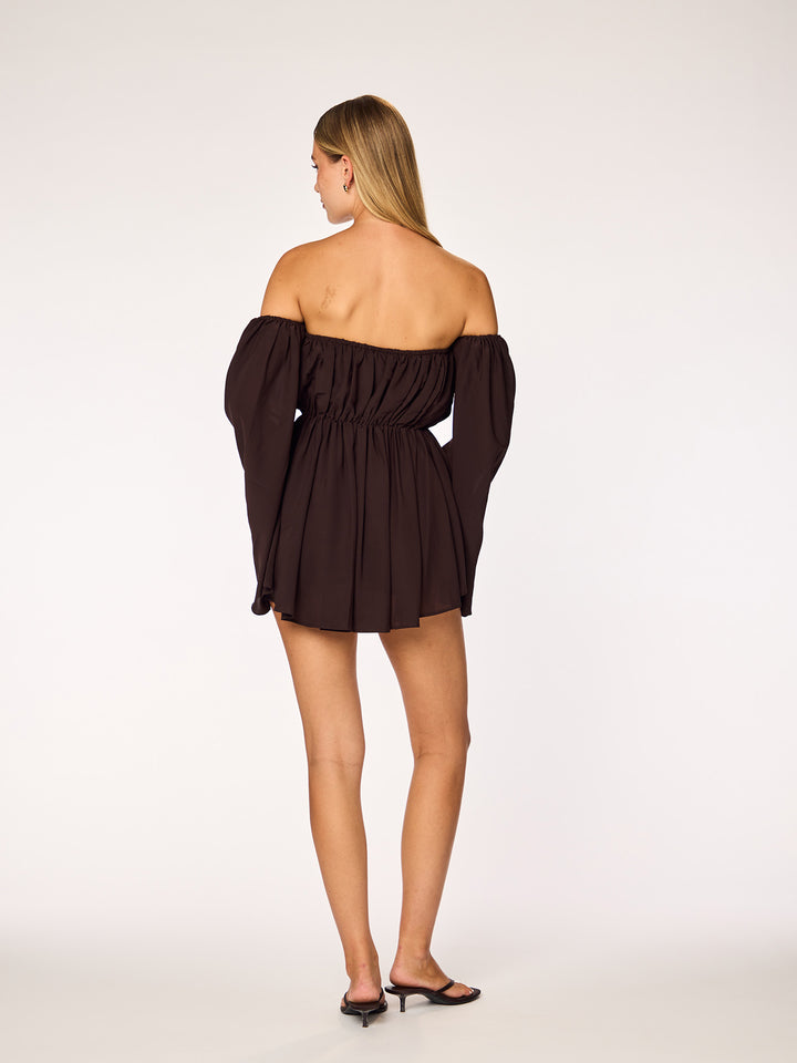 LIVA - Off Shoulder Playsuit • Dark Mocha
