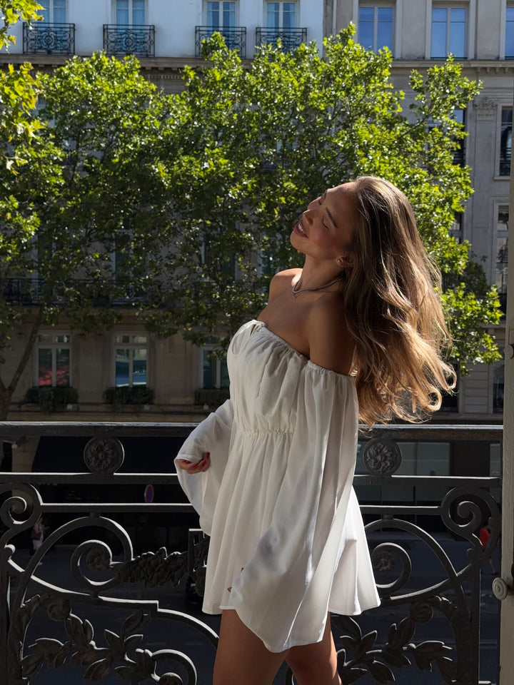 LIVA - Off Shoulder Playsuit • White