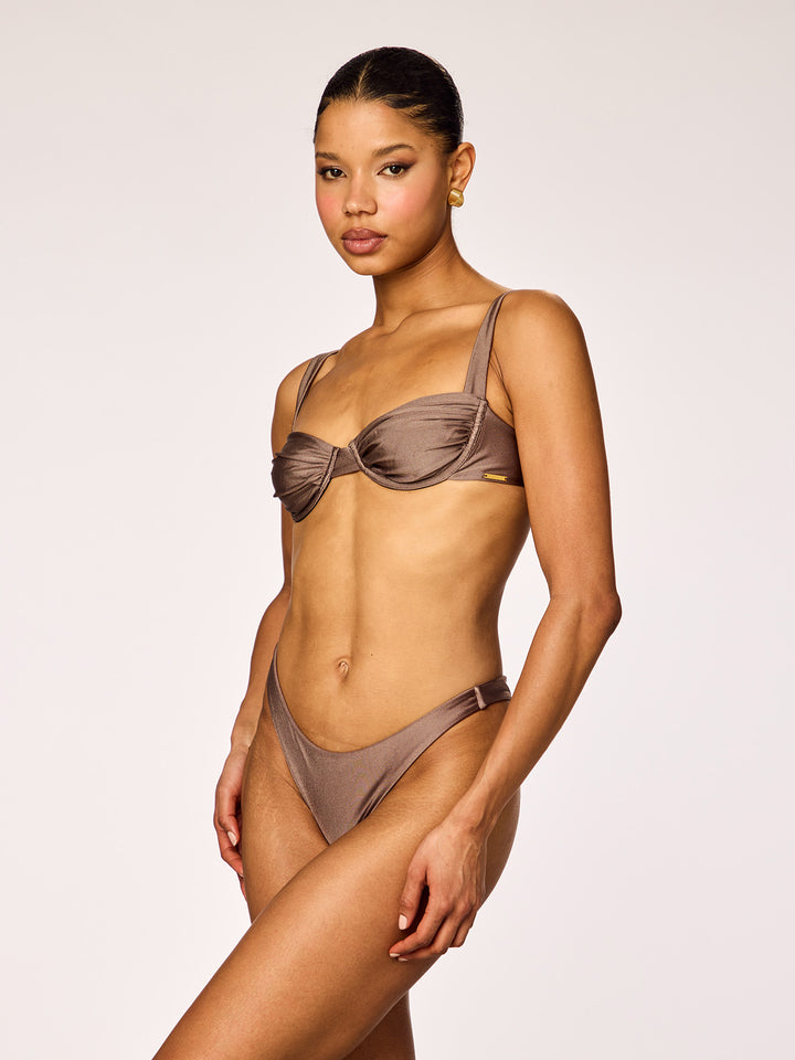 SAYA - Pleated Cup Top • Shiny Affogato