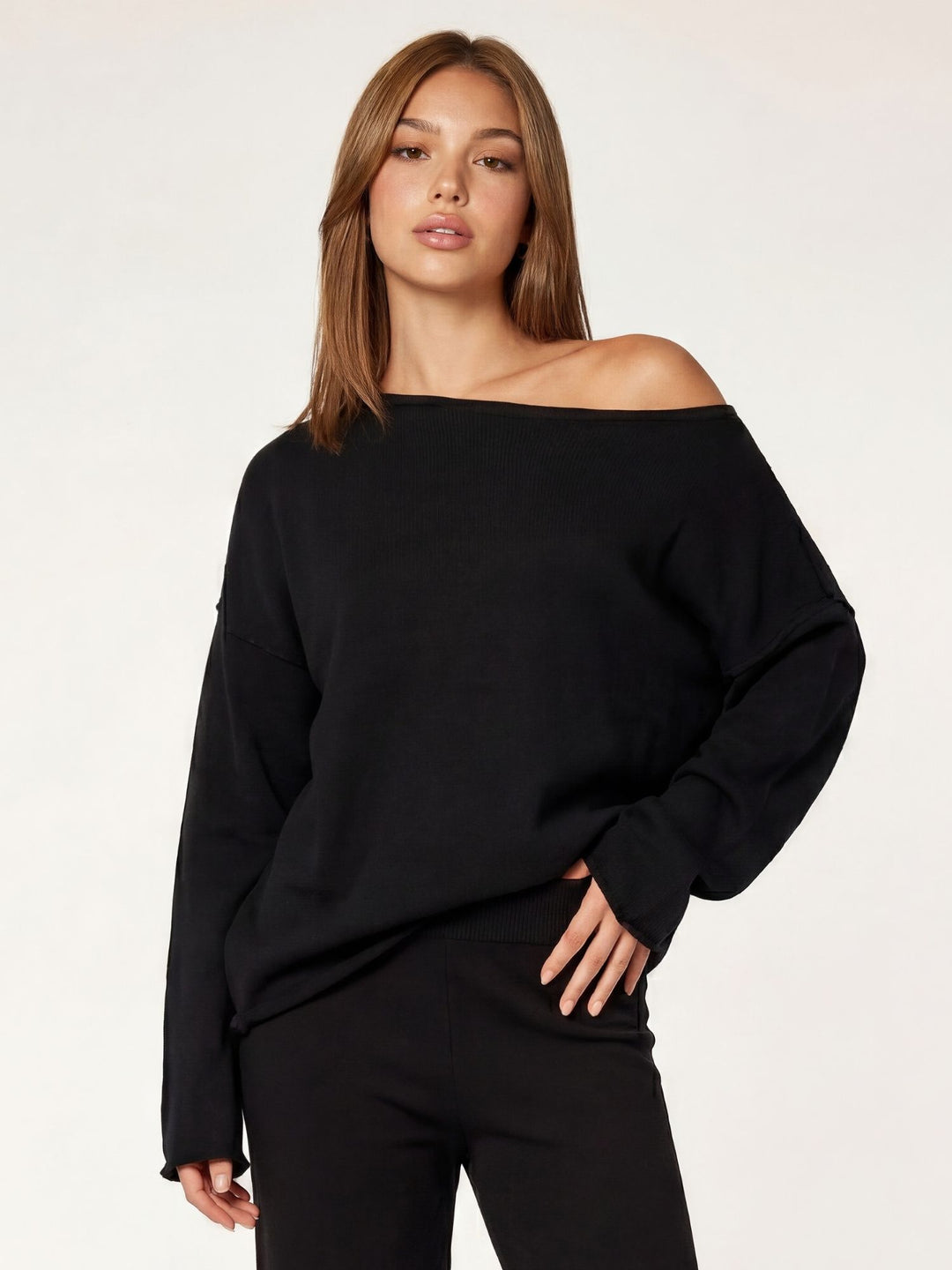 FAYE - Off-Shoulder Sweater • Black