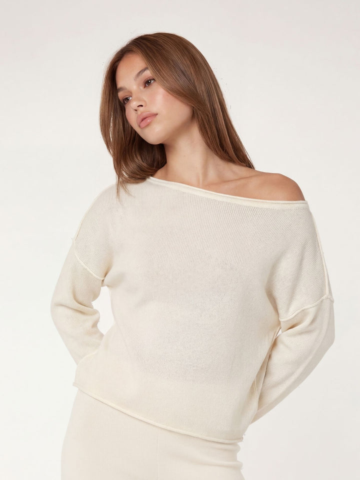 FAYE - Off-Shoulder Sweater • Cream