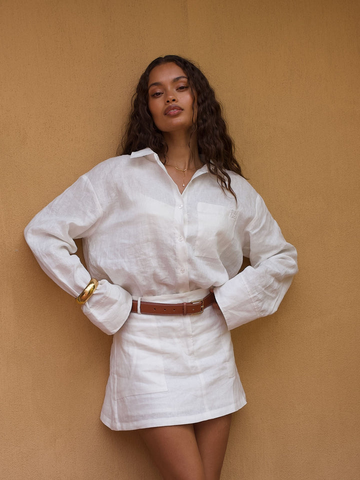 EIRA - Linen Blouse • Cloud