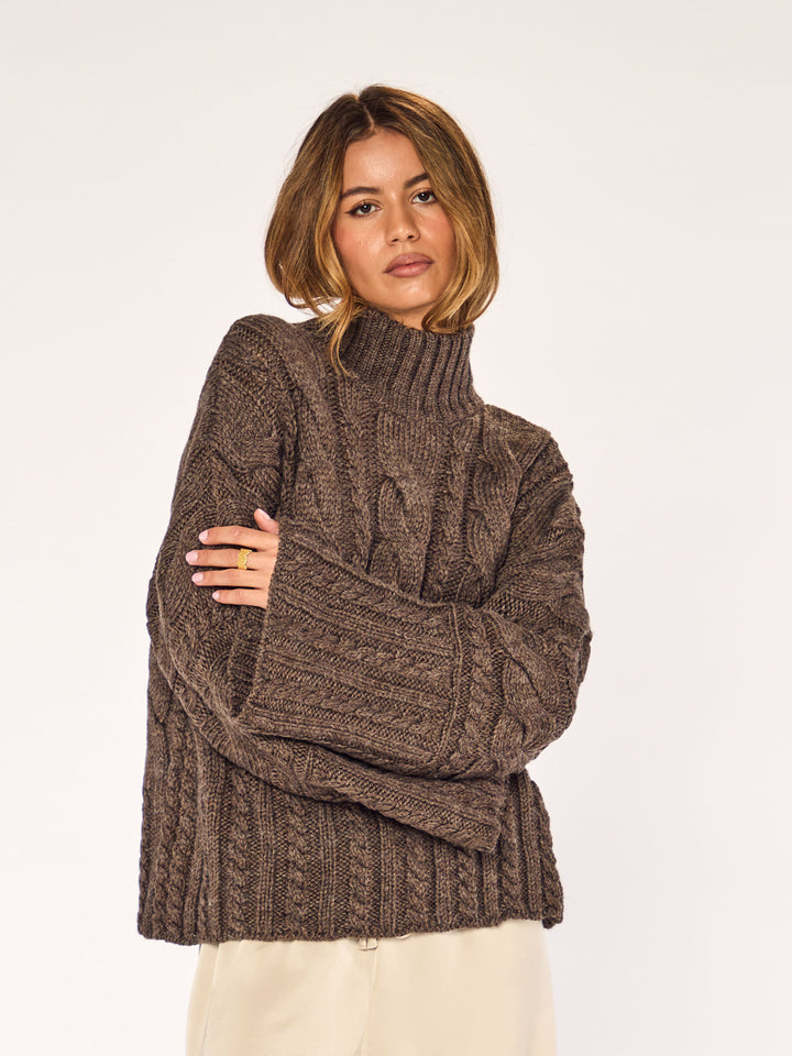 NOOR - Braid Sweater • Cocoa