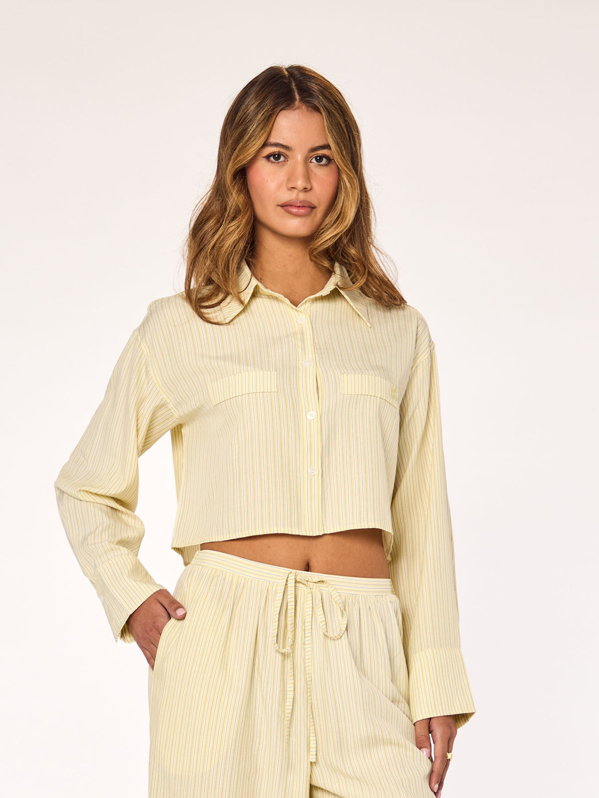 MAEL - Cropped Blouse • Striped Lemon