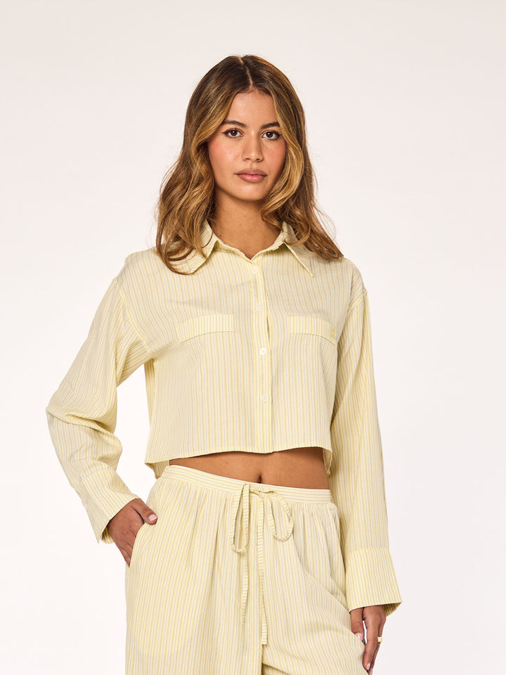 MAEL - Cropped Blouse • Striped Lemon