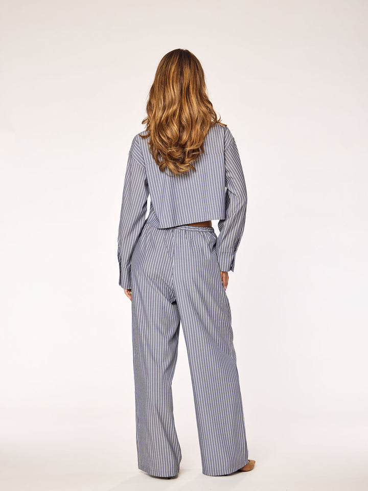 MAEL - Pants • Striped Steel Blue
