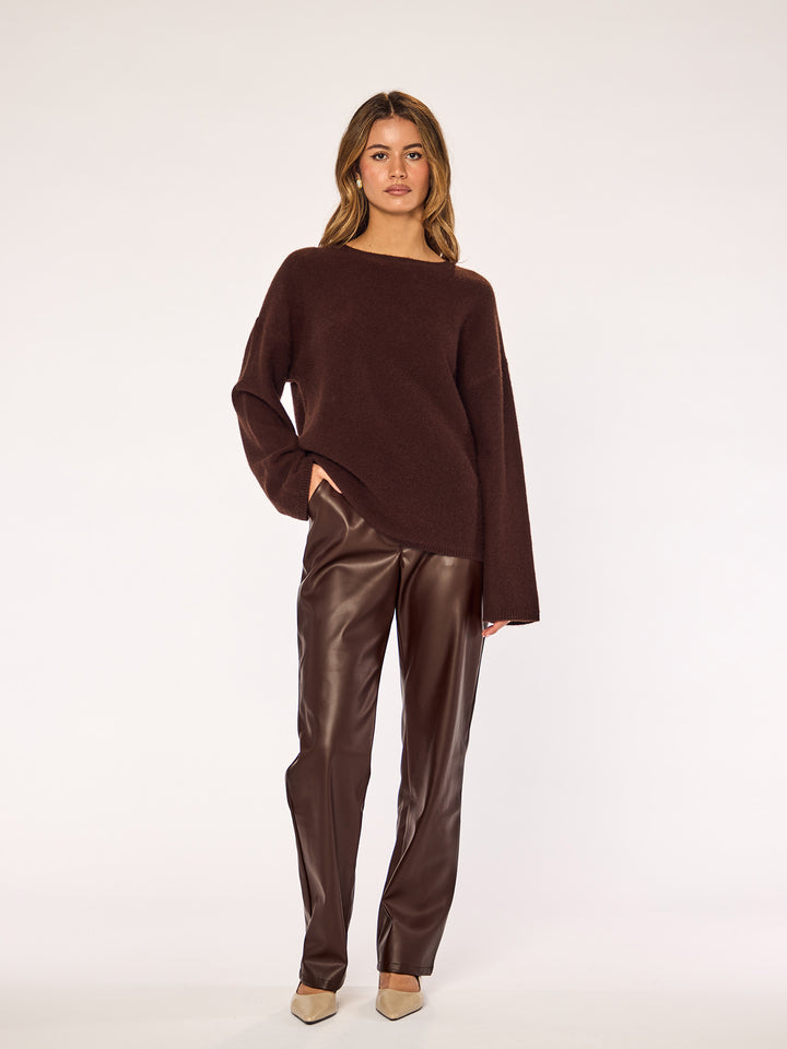 CASHMERE - Crewneck Sweater • Café Noir