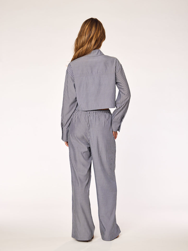 MAEL - Cropped Blouse • Striped Steel Blue