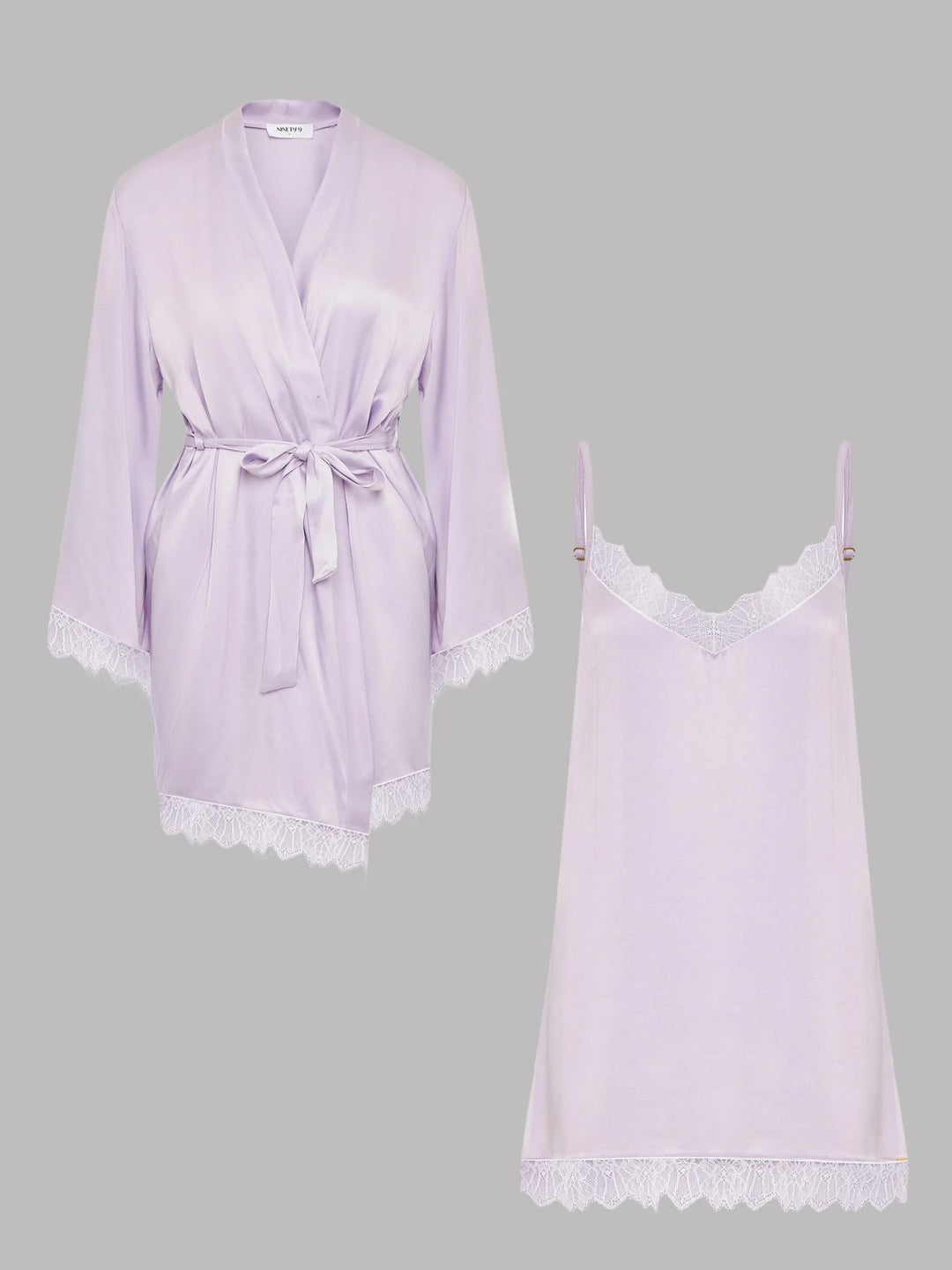 SET - DREAMY KIMONO AND LACE SLIP DRESS • Lavender
