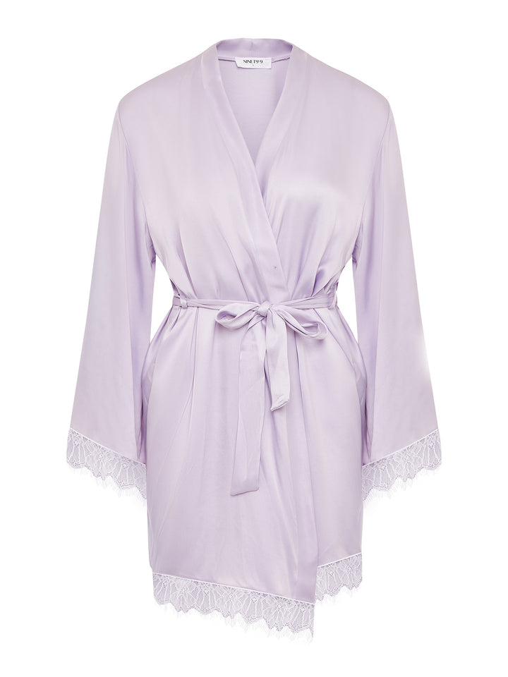 SET - DREAMY KIMONO AND LACE SLIP DRESS • Lavender